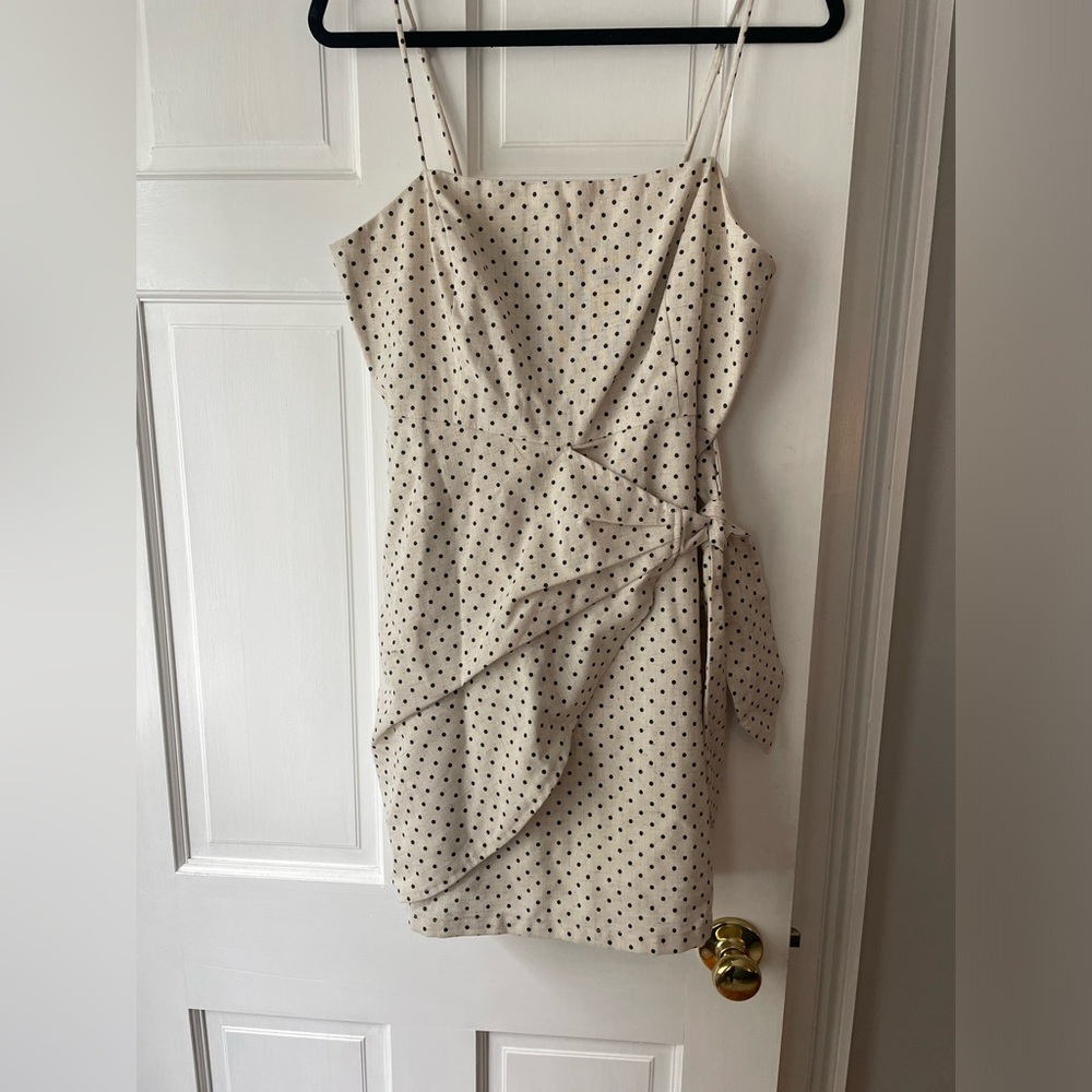 Bobbles and Lace, Essue, new w/tags, size L, off white w/ black dots, mini dress